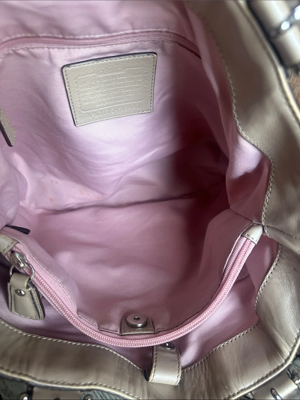 Coach Vintage Soho Snaphead Pink & Taupe Shoulder Tote Matching Wristlet RARE - Picture 11 of 16